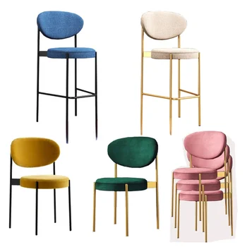 Silla de comedor con respaldo nórdico, sillón de café minimalista, moderno y creativo, de ante, para restauranteCD