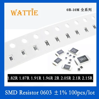 SMD резистор 0603 1% 1.82R 1.87R 1.91R 1.96R 2R 2.05R 2.1R 2.15R 100PC/лот Чип-резисторы 1/10W 1.6мм * 0.8мм