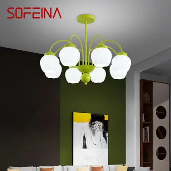 SOFEINA Современная люстра Светодиодный креативный простой зеленый свежий дизайн стеклянный подвесной светильник для дома гостиная спальня