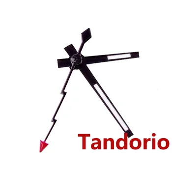Tandorio Высококачественный серебристый/черный край Белые стрелки для часов Иглы подходят NH35A NH36A 7s26 Автоматический механизм Детали часов Luminous