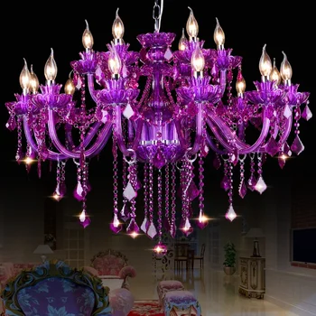 TEMAR Европейская хрустальная подвесная лампа Фиолетовая лампа для свечей Искусство Гостиная Ресторан Спальня Сеть KTV Магазин одежды Chandeli