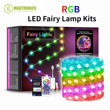 Tuya Smart LED Fairy Lamp RGB Wi-Fi / Bluetooth Control Point Control Point Полноцветная светодиодная лента для рождественской вечеринки Декора Световая нить