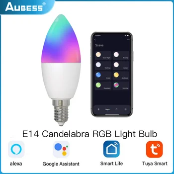 TUYA Smart WIFI E14 5 Вт Светодиодная лампочка TUYA Smart Home Работа с Google Home Alexa Dimmable Magic Bulb Для украшения дома