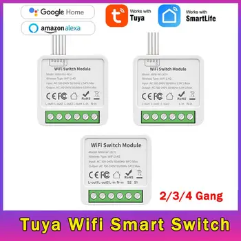 Tuya Wifi Mini Smart Switch 2/3/4 Поддержка 2-стороннего выключателя управления Модуль работает с Smart Life Alexa Google Home Yandex Alice