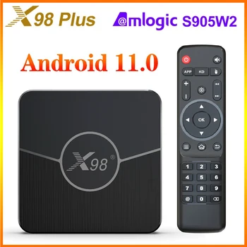 X98 Plus Amlogic S905W2 Android 11 Smart TV Box Четырехъядерный 2.4G и 5.8G Двойной Wi-Fi 4k AV1 100M 4 ГБ 32 ГБ 64 ГБ Телевизионная приставка Медиаплеер
