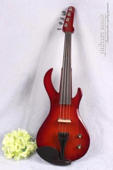Yinfente 4-струнная электрическая скрипка Новая форма гитары с пламенем Отличный звук Черное дерево Фитинг 4/4 Полноразмерные высококачественные скрипки для игрока