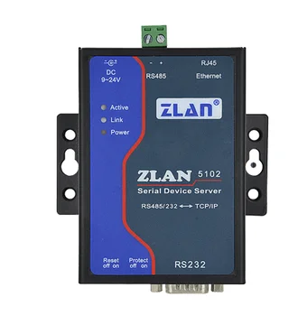 ZLAN5102 сервер последовательных устройств - это промышленный преобразователь для RS232/485 и протокола TCP/IP