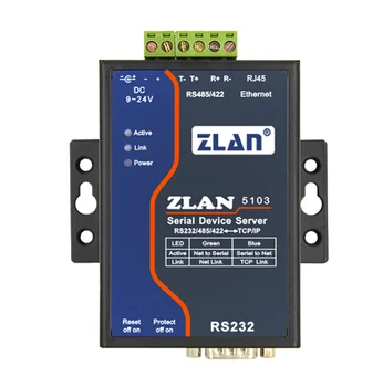 ZLAN5103 может реализовать прозрачную передачу данных между RS232/485/422 и TCP/IP