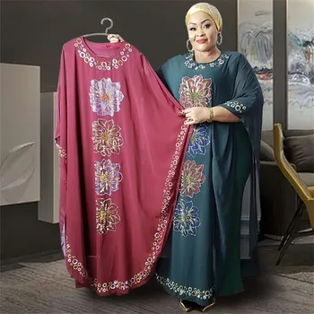 Африканские платья для больших размеров Новые женские бриллианты Abaya Muslim Boubou Dashiki Анкара Традиционный Дубай Африка Одежда Халат Платье