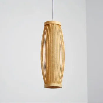 Бамбуковый подвесной светильник для кухонного острова, люстры с абажуром для домашнего декора, подвесной светильник ручной работы из ротанга, креативный