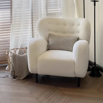 белый стул с подлокотником Офис Эргономичный одноместный стул Relax Современный деревянный силлон Индивидуальный скандинавский декор Мебель Спальня