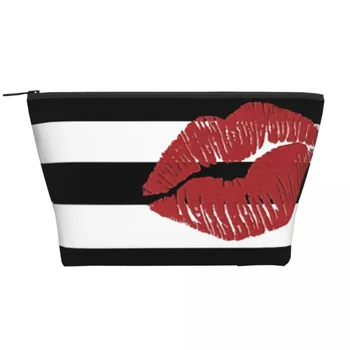 Блестящие красные губы Трапециевидные портативные сумки для макияжа Сумка для ежедневного хранения Косметический футляр для путешествий Туалетные принадлежности Ювелирная сумка