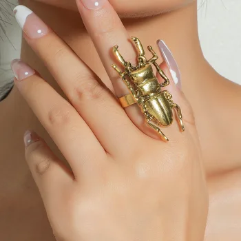 Большие кольца с изображением жука для женщин, коктейль из насекомых, забавные кольца для девочек-подростков, ювелирные изделия y2k, насекомое, уникальные классные вещи, freeship