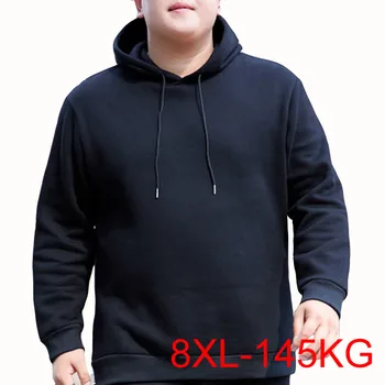 Весенняя осенняя толстовка 8XL бюст 146 см 5XL 6XL 7XL большие размеры черный цвет мужская повседневная толстовка с капюшоном
