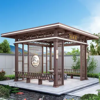 Вилла из алюминиевого сплава, открытый новый павильон в китайском стиле, сад, сельский парк, настройка павильона