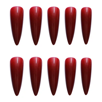  Винно-красные остроконечные накладные ногти Привлекательный цвет Модные искусственные ногти для ногтей своими руками в домашних условиях