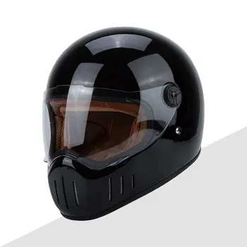 Винтажный дизайн tt и co Мотоциклетные полнолицевые шлемы для женщин и мужчин Clear Len Взрослые гоночный шлем GlossBlack DOT ECE