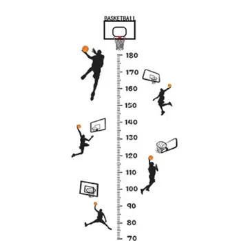 Водонепроницаемая наклейка на стену Наклейка на баскетбольную тему Диаграмма роста Наклейка на стену своими руками для измерения высоты Съемная декоративная высота