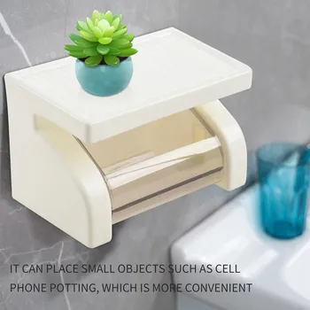 Водонепроницаемый держатель для туалетной бумаги Коробка для рулона салфеток с полкой Ванная комната