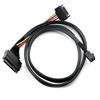 Встроенный кабель Mini SAS 12 Гбит/с HD/U.2 / SFF-8643/SFF-8639 0,5 м с 15-контактным блоком питания SATA, подходит для твердотельных накопителей U.2