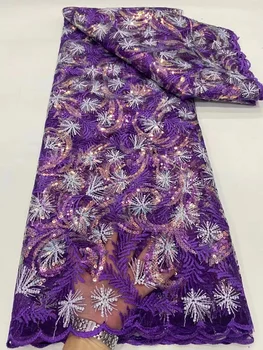  Высококачественные нигерийские кружевные ткани 2023 года с пайетками Африканская французская сетчатая кружевная ткань с вышивкой тюль сетчатое кружево для невесты