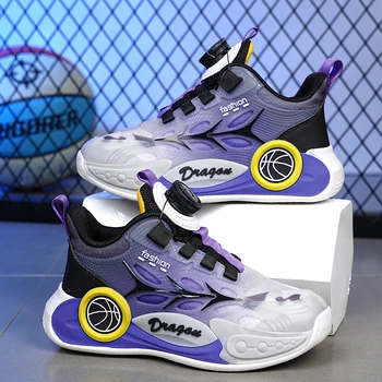 Горячая продажа брендовых детских баскетбольных кроссовок, спортивной обуви для мальчиков, противоскользящих, детских дышащих баскетбольных кроссовок