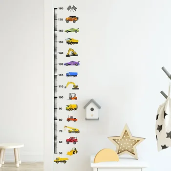 График роста автомобилей Настенные наклейки для детей Мультфильм Измерение роста Детская линейка Детская комната для мальчика Декор домашнего искусства