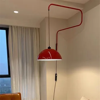 Датский настенный светильник Выдвижной поворотный красный утюг Роскошная дизайнерская художественная лампа Настенный светильник с вилкой Гостиная кровать для чтения