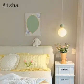  детская спальня прикроватная подвесная лампа скандинавский кремовый подвесной светильник минималистичный кофейня барная стойка интерьерная декоративная лампа