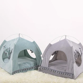 Дышащий Кошка Собака Лоток Палатка Питомник Складной Универсальный Крытый Вигвам Дом для домашних животных Дышащий Щенок Палатка Кровать Принадлежности для собак