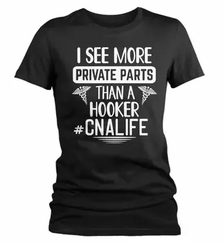 Женская забавная футболка CNA Рубашка CNA Смотрите больше личного, чем футболка проститутки Funny CN
