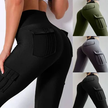 Женские штаны для верховой езды Карманные леггинсы для тренировок Военный фитнес Бег Брюки с высокой талией Эластичные бриджи для верховой езды Снаряжение