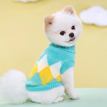 Зимняя мультяшная одежда для кошек и собак, теплый рождественский свитер для одежды домашних животных, пальто, вязание крючком, ткань