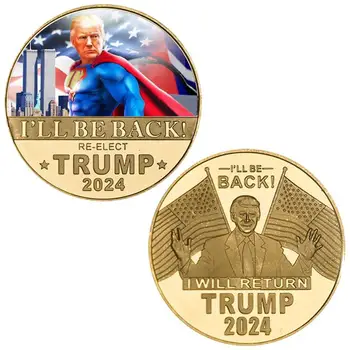 Золотая монета Трампа Президентская кампания Памятные монеты Trump Money 2024 Challenge Монеты для коллекции монет Домашний декор