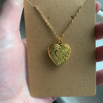 золотое ожерелье с медальоном в виде сердца Ювелирные изделия в стиле Y2K подарок