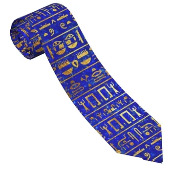  Золотые галстуки с иероглифами Унисекс Полиэстер 8 см Египетский галстук на шею для мужчин Повседневные узкие костюмы Аксессуары Бизнес