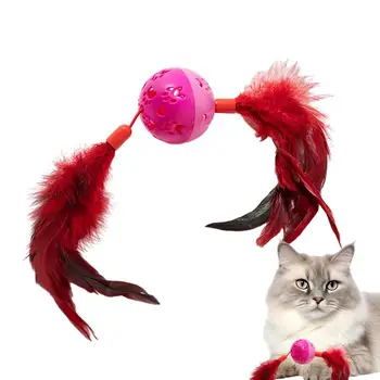 Игрушки для кошек с колокольчиками Интерактивные игрушечные мячи для котят с пером Забавные игрушки для котят для упражнений Изучение милых игрушек для домашних животных для помещений