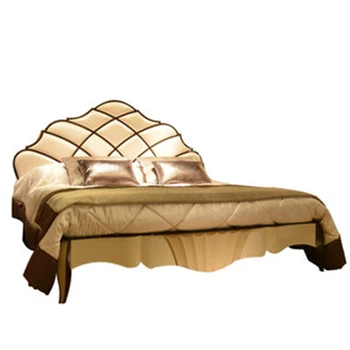 изготовленная на заказ мебель Главная спальня белая кожаная кровать ширма мода большая двуспальная