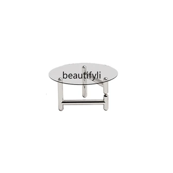 Индивидуальный круглый чайный столик из нержавеющей стали Стеклянный воздушный шар Собака Дизайнер Маленькая квартира Современный минималистичный средневековый стол