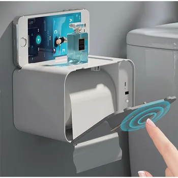 Индукционный держатель для туалетной бумаги Полка Автоматическая водонепроницаемая стойка для бумаги Настенный диспенсер для туалетной бумаги Аксессуары для ванной комнаты