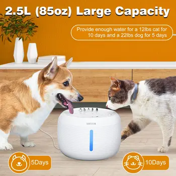 Интеллектуальный сверхтихий фонтанчик для кошек 2,5 л Фонтанчик для домашних животных Автоматический дозатор воды для собак с адаптером и фильтром