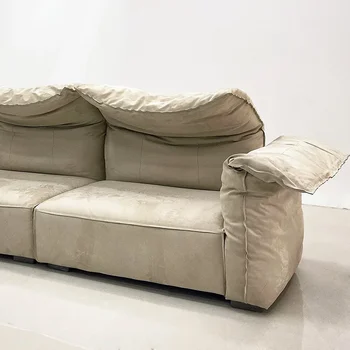 Итальянский легкий роскошный диван из натуральной кожи Итальянский оригинальный кожаный художественный диван для гостиной Прямой функциональный диван с ушами слона