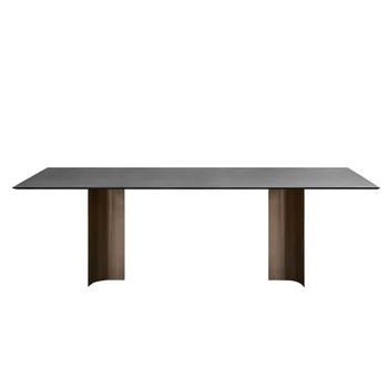 итальянский минималистичный стол Deli Feng каменная плита прямоугольный современный светлый роскошный дизайнерский семейный обеденный стол высокого класса