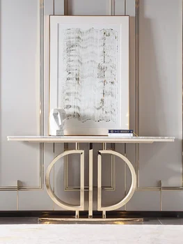 итальянский светлый роскошный стол для крыльца из натурального мрамора, декоративный стол из высококачественного 18-каратного золота, шкаф для хранения на крыльце виллы