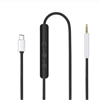 Качественный кабель USB C для QC35 QC45 Шнур гарнитуры Пульт дистанционного управления громкостью Микрофон T5EE