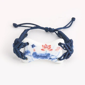 Китайский сине-белый фарфоровый браслет для женщин и мужчин бабочка лотосовые подвески браслет мода цзиндэчжэнь фарфоровые ювелирные изделия