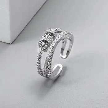 Классическое двухслойное вращающееся кольцо Smart Dot Женское изысканное модное кольцо Открытое кольцо для вечеринок Ювелирные изделия в подарок