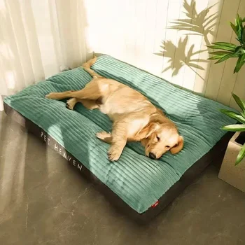  Коврик для собак Вельветовая кровать Моющаяся зимняя теплая подушка Супер мягкая спальная будка Диванная подушка Прочный матрас для средних больших собак