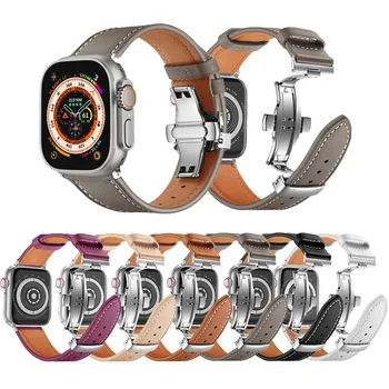 Кожаный ремешок для Apple Watch Band 49 мм 45 мм 41 мм 44 мм 40 мм 42 мм 38 мм браслет для часов iWatch Ultra series 8 7 6 se 5 3 Band