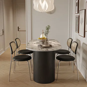 консоль Скандинавский обеденный стол Овальный минималистичный кухонный обеденный стол Современный роскошный облачный кофе Mesas De Jantar Мебель для патио GM